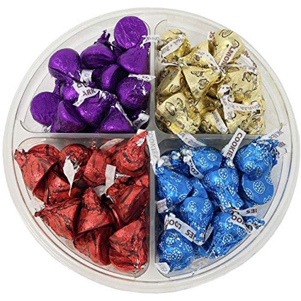 Hershey's Kisses Chocolate Candy Gift, 4 Color Sectional Tray, Assorted