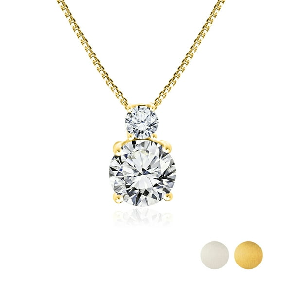 JeenMata Collier Pierre de Naissance d'Avril 2 Carats - avec Cristal Fabriqué avec Swarovski - Pendentif de Collier Rond Taille Brillant Suspendu en Placage Or Jaune