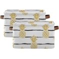 thumbnail image 2 of GZHJMY Collapsible Storage Basket Summer Gold Pineapple Rectangular Storage Bins Baskets Toys Storage Bins with Handles for Bedroom Home Office 2PCS, 2 of 7