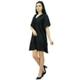 thumbnail image 6 of Bimba Womens Cotton Kaftan Short Caftan Sheer Lace Front Beach Coverup, 6 of 9