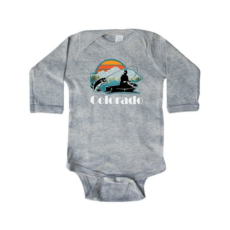 

Inktastic Colorado Fishing Gift Sunset Silhouette Gift Baby Boy Long Sleeve Bodysuit