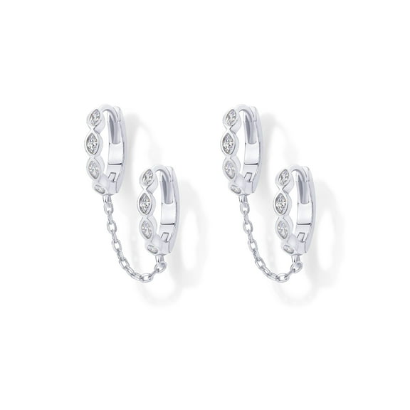 Namzi Chain Stud Earrings Trendy Minimalist for Multiple Piercing Hypoallergenic Earring-Silver E