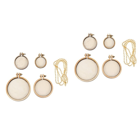 WRISTBIQUE Embroidery Mini Wood Hoops Gold for present Giving 10Pcs