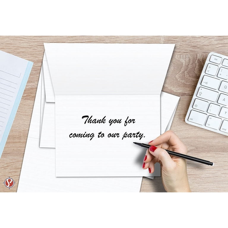 Thank You Card - 5 x 7" Inches Half-Fold Greeting Cards with Envelopes - Elegant Design Linen textured Card - Blank on the Inside - For Weddings, Baby