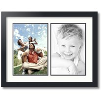 ArtToFrames Collage Photo Picture Frame with 2 - 8x12" Openings, Framed in Black with Fabric White and Black Mats (CDM-3926-576)