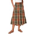 thumbnail image 2 of Delconic Women Plaid Drawstring Waist Tiered Maxi Skirt with Pockets Casual Loose Fit A Line Long Skirt for Everyday Wear Saffron S, 2 of 6