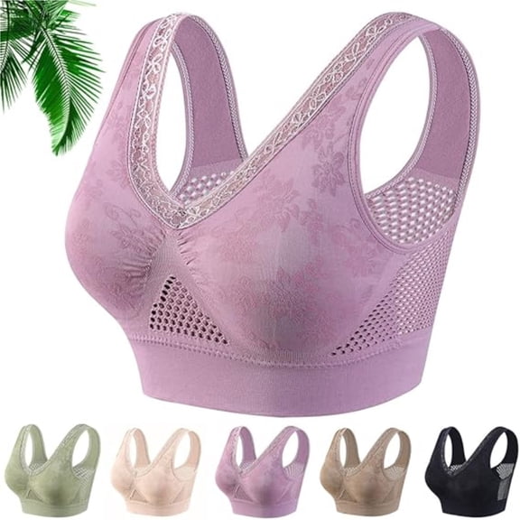 Womens Sports Bra Seamless Wirefree Bra Yoga High Support Sports Bras,Purple,Bust:25"
