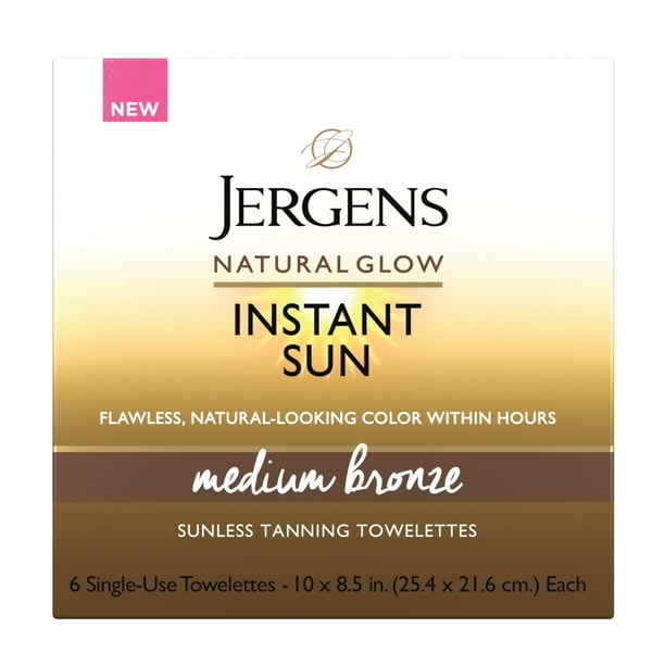 Jergens Natural Glow Instant Sun Sunless Tanning Towelettes, 6 ct