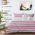 thumbnail image 3 of Pink Gray Bedding Duvet Cover Set Twin Size 4 Pieces White Stripe Soft Twill Plush Quilt Cover, Include 1 Duvet Cover 1 Flat Sheet And 2 Pillow, 3 of 7