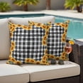 thumbnail image 4 of Summer Sunflowers Outdoor Pillow Covers Pack of 2 Farmhouses Retro Black White Plaid Waterproof Throw Pillow Covers Decorative Cushion Cases for Patio Garden Tent Balcony Couch 26x26 inch, 4 of 9