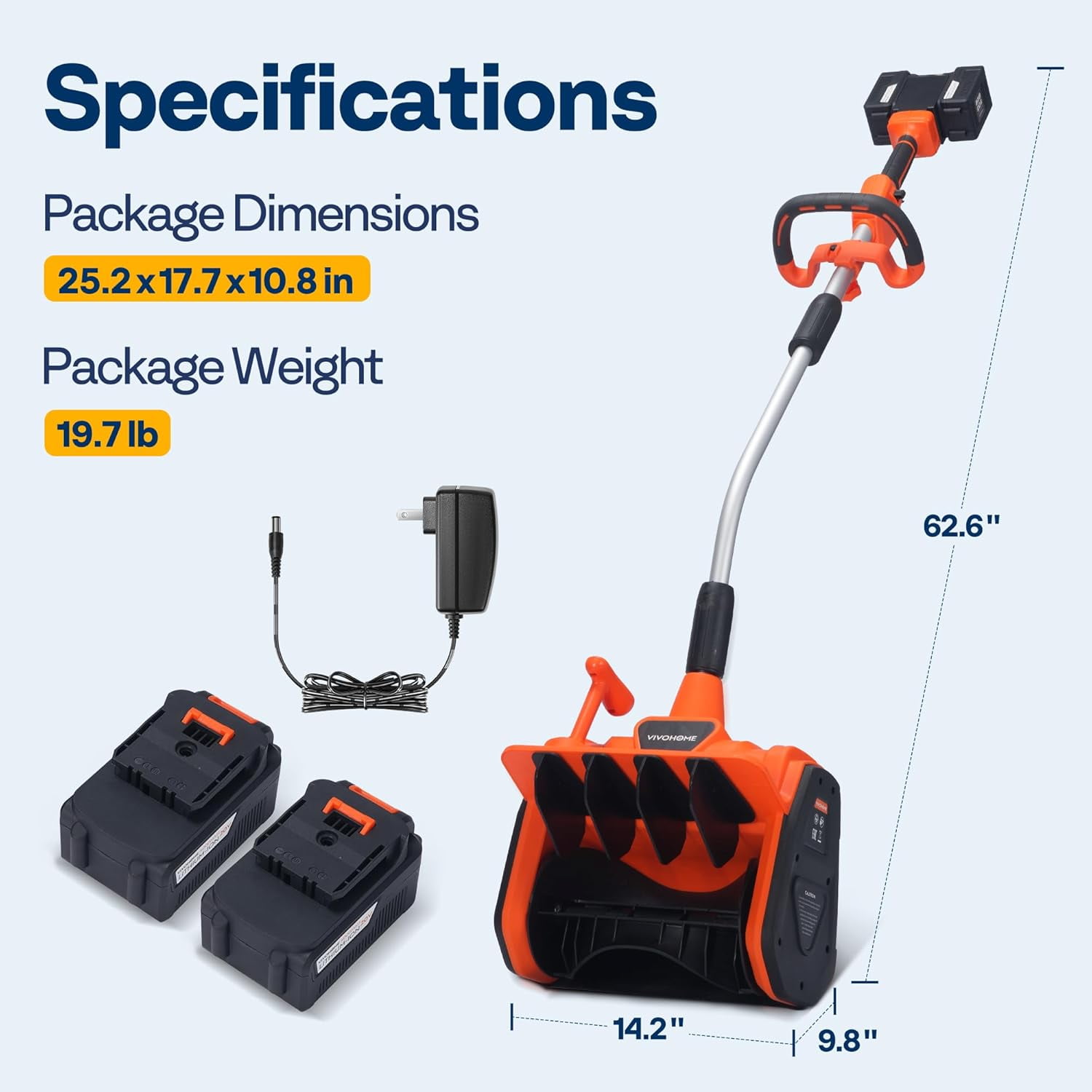 Snow Thrower SPECSTAR Cordless Snow Shovel 40V, Battery