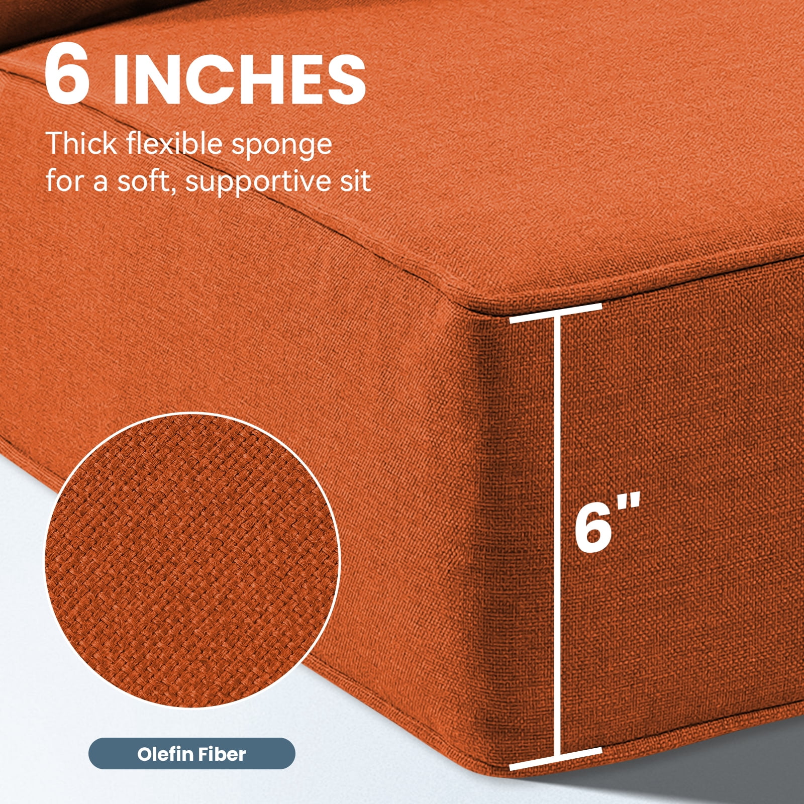 Jentlehouse Outdoor Deep Seat Cushion 24" X 24" X 6" for Patio Furniture,Outdoor Chair Cushions Water & Fade Resistant Patio Furniture Cushions for Wicker Chair, Sofa, Couch, Orange (Set of 2)