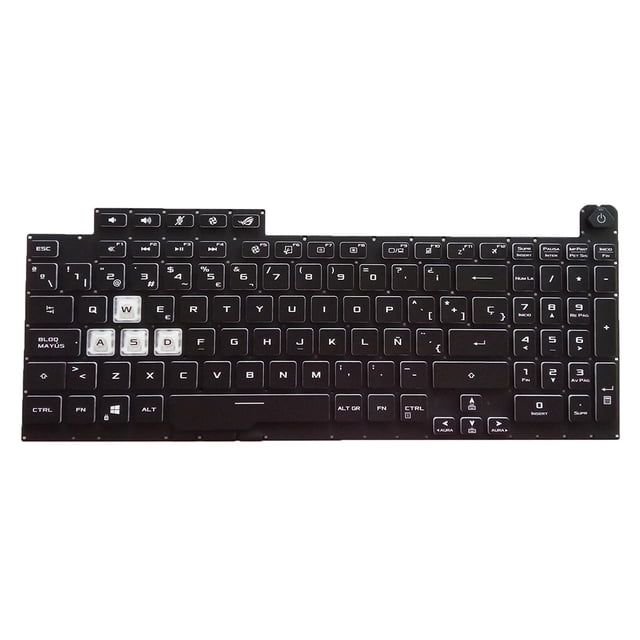 kurtrusly Claviers Rétroéclairés Colorés RVB Disposition Espagnole Clavier Clavier Noir Petite Entrée Remplacement d'Ordinateur Portable pour ASUS ROG strix G731