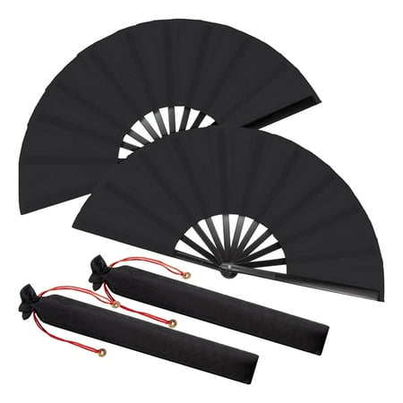 

2 Packs Folding Fan Chinese Tai Folding Fan for Men and Women Performance Dance Decorations Gift Black