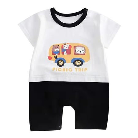 

fvwitlyh Baby Boy First Birthday Children Baby Boys Girls Cartoon Romper Short Sleeve Overalls Boys