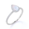 thumbnail image 4 of JeenMata 1.25 ct natural Pear shaped Welo Opal and Moissanite Wedding Ring in 18K White Gold over Silver, 4 of 7