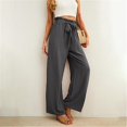 thumbnail image 2 of yunLCZ Women's Palazzo Pants Women's Solid Color High Waisted Casual Wide Leg Pants With Elastic Waist Straight Leg Pants Casual Lounge Sweatpants, 2 of 4