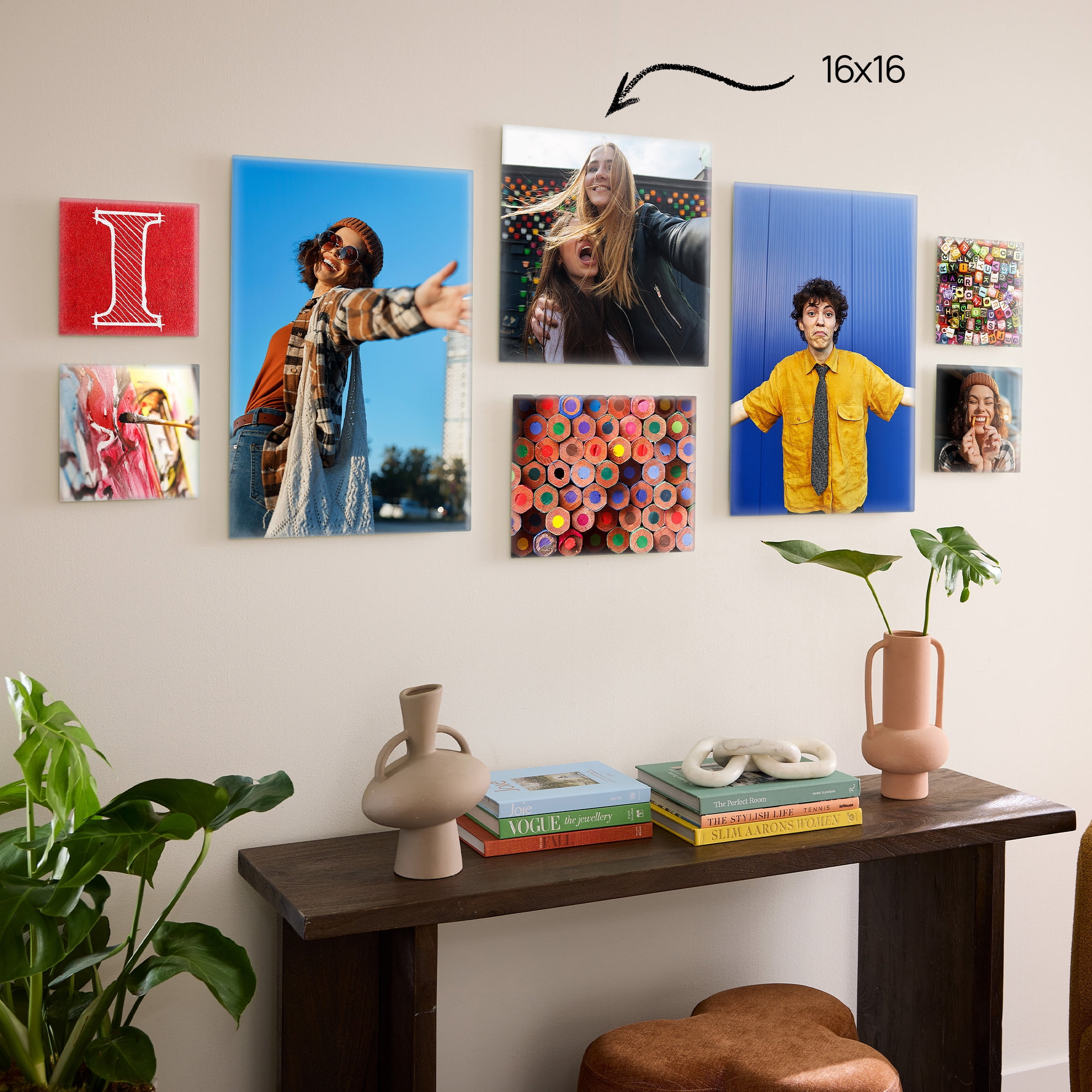 TilePix Glass Premium 16x16 Glass Picture Tile - Customizable Magnetic Photo Tile Picture Frame, Nail-Free Hanging Photo Tile