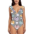 thumbnail image 2 of Yiaed Cute Geese Print Women's Ruffled One Piece Swimsuit V Neck Swimwear Slimming Monokini for Woman-Large, 2 of 8