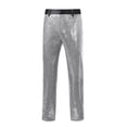 thumbnail image 4 of HOOMEUMY Sequin Pants Men Dress Pant Fashion Vintage Shiny Sparkly Straight Leg Trousers (Silver,XXL), 4 of 6