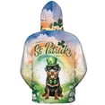 thumbnail image 2 of Happy St. Patrick’s Day Rottweiler with Green Hat Shamrocks Rainbow All Over Print 3D Hoodie Unisex Merch Hoodies Rottie Dog Lover Gifts Idea - 03007, 2 of 6