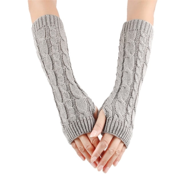Gants d'Hiver en Laine Tricotée à Demi-Doigt pour Femmes