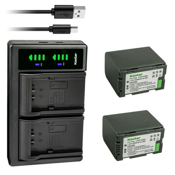 Kastar 2-Pack DZ-BP28 Battery and LTD2 USB Charger Replacement for Hitachi DZ-BP08, DZ-BP16, DZ-BP28, Hitachi DZ-MV270E, VDR-M20, DZ-MV100, DZ-MV100A , DZ-MV100E, DZ-MV200, DZ-MV200A Camera