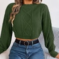 thumbnail image 4 of Womens sweaters Cropped Sweater Casual Long Sleeve Cable Knit Pullovers Fall trendy Winter Sweater Jumper Tops for ladies, 4 of 7