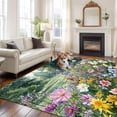 thumbnail image 2 of 6'x9' Area Rugs, Colorful Floral Spring Indoor Outdoor Area Rug for Living Room Bedroom, Daisy Green Forest Pastoral Washable Bathroom Rugs Kitchen Floor Carpet Mats Home Decor Aesthetic, 2 of 8