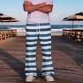 thumbnail image 4 of Men Striped Printed Baggy Pants Elastic Drawstring Waist Wide Leg Casual Sweatpants Loose Streetwear Long Trousers With Pockets 2XL, 4 of 7