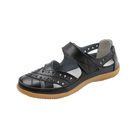 

YanHoo Women s Classic Leather Loafer Comfort Slip-On Soft Flats Fashion Casual Leather Loafer Sandal Closed Toe Walking Shoes for Daily Working