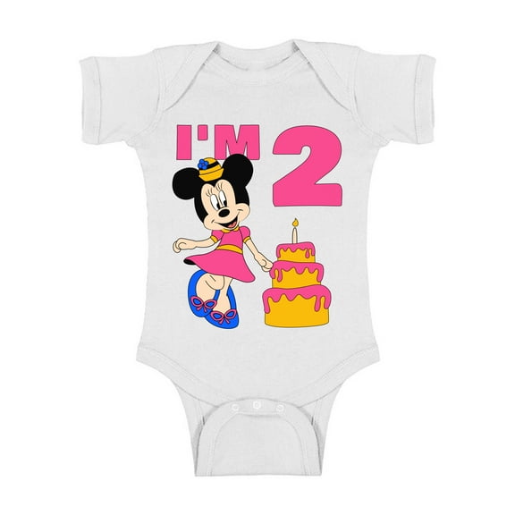 Awkward Styles Baby Short Sleeve Bodysuit Minnie Steamboat Willie Baby Mickey I'm Birthday Girls Onesie for Girls Age 2 Years Cotton Newborn 24M Graphic Tee
