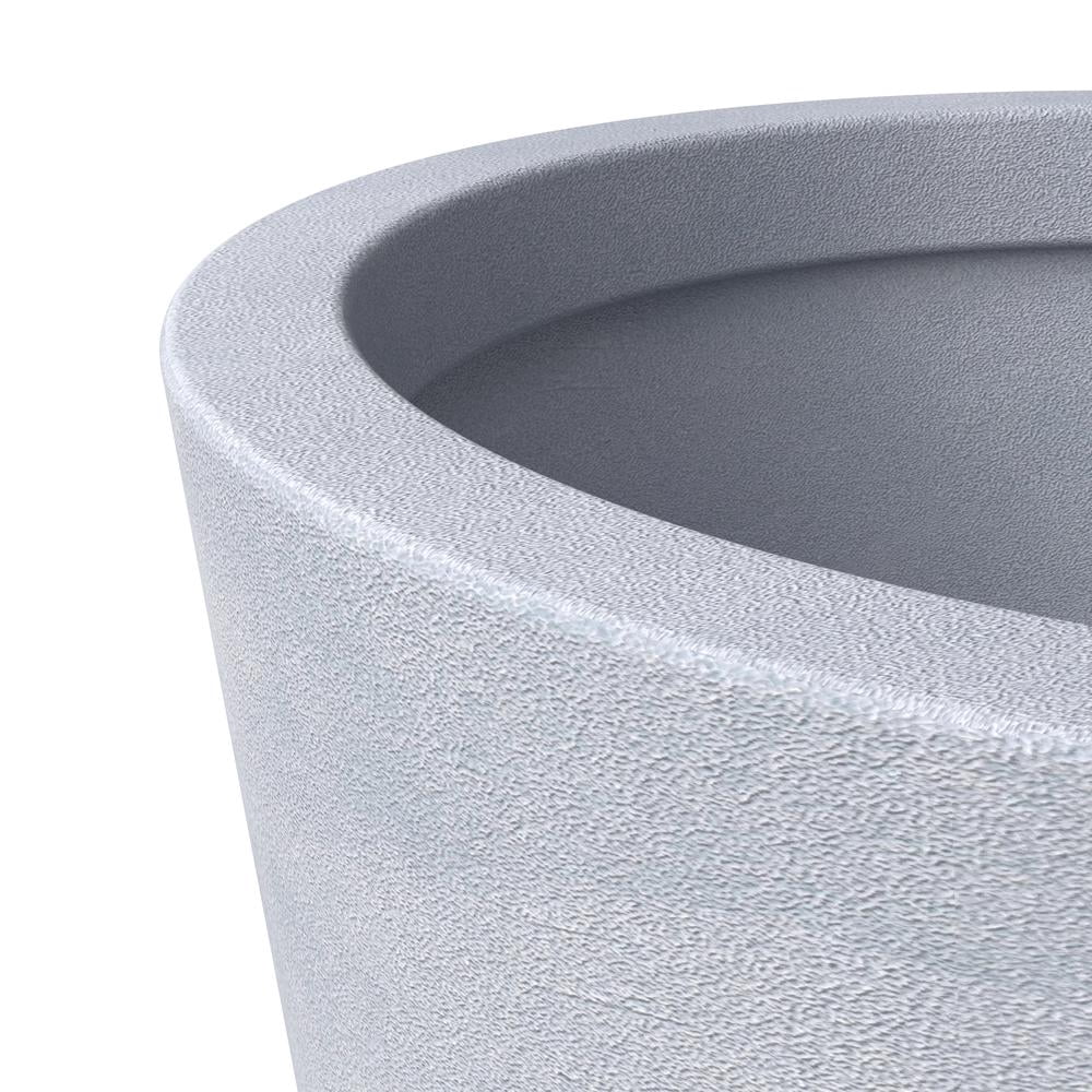 LeisureMod Pebble Fiberstone and MGO Clay Planter, Mid-Century Modern Tapered Round Planter Pot with Drainage Holes for Indoor and Outdoor (Grey, 20 Inch)