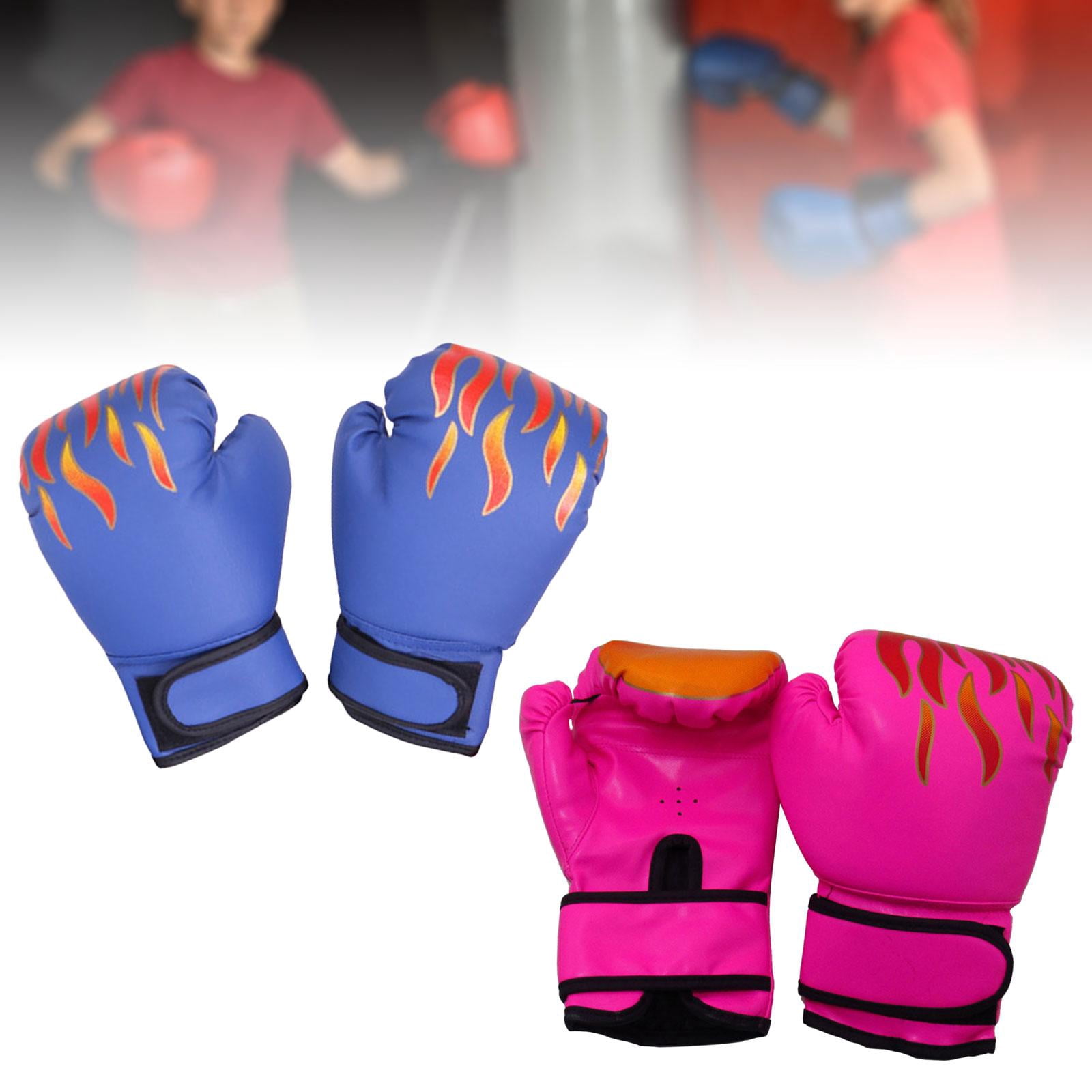harayaa 2 Pair of Kids Boxing Gloves Punching Gloves Birthday Gift PU Leather Breathable Pink and Blue