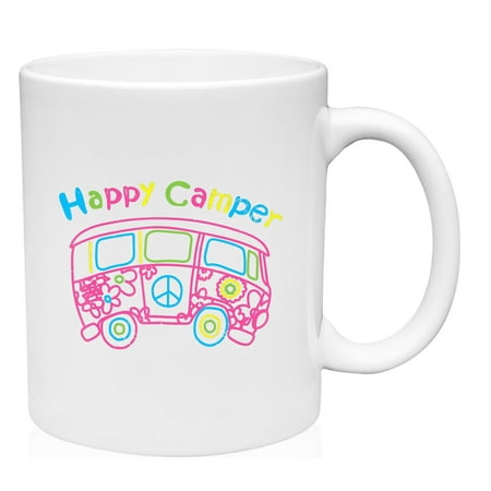 

Coffee Mug Peace Hippie Happy Camper White Cup Funny Gift