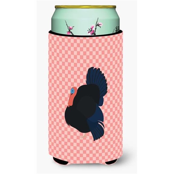 Norfolk Black Turkey Pink Check Tall Boy Beverage Insulator Hugger