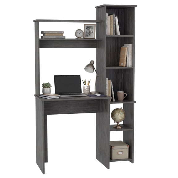 Versalles Writintg Desk, Two Superior Shelves, Bookshelf Smokey Oak