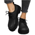 thumbnail image 4 of Black Chunky Heel Loafers For Women With Round Toe And Lace-Up Design, Ideal For Everyday Casual Outfits And Office Wear, 4 of 9