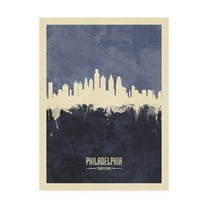 Trademark Fine Art 'Philadelphia Pennsylvania Skyline Navy' Canvas Art by Michael Tompsett