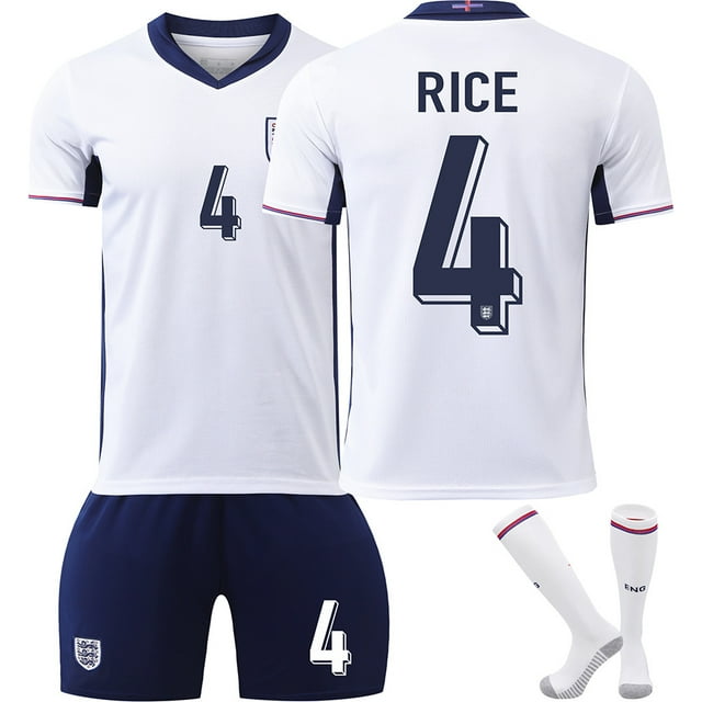 European Cup Final 2024 England European Cup Jersey #4 Declan Rice Set with Socks L