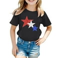 thumbnail image 4 of MIXUE Toddler Girls Tops & T-Shirts Summer Fourth Of July Independence Day Star Print Round Neck Short Sleeve Casual Party Tshirts Holiday Wear,Black,3-4 Years, 4 of 4