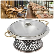 Buffet Chafing Dish Round Chafing Dish w/ Glass Lid & Holder Stainless Steel USA