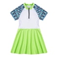 thumbnail image 7 of YONGHS Kids Girls Flower Print Short Sleeve Swimming Dress for Beach Swim Class Sunsuit Swimwear Yellow Green 4, 7 of 7