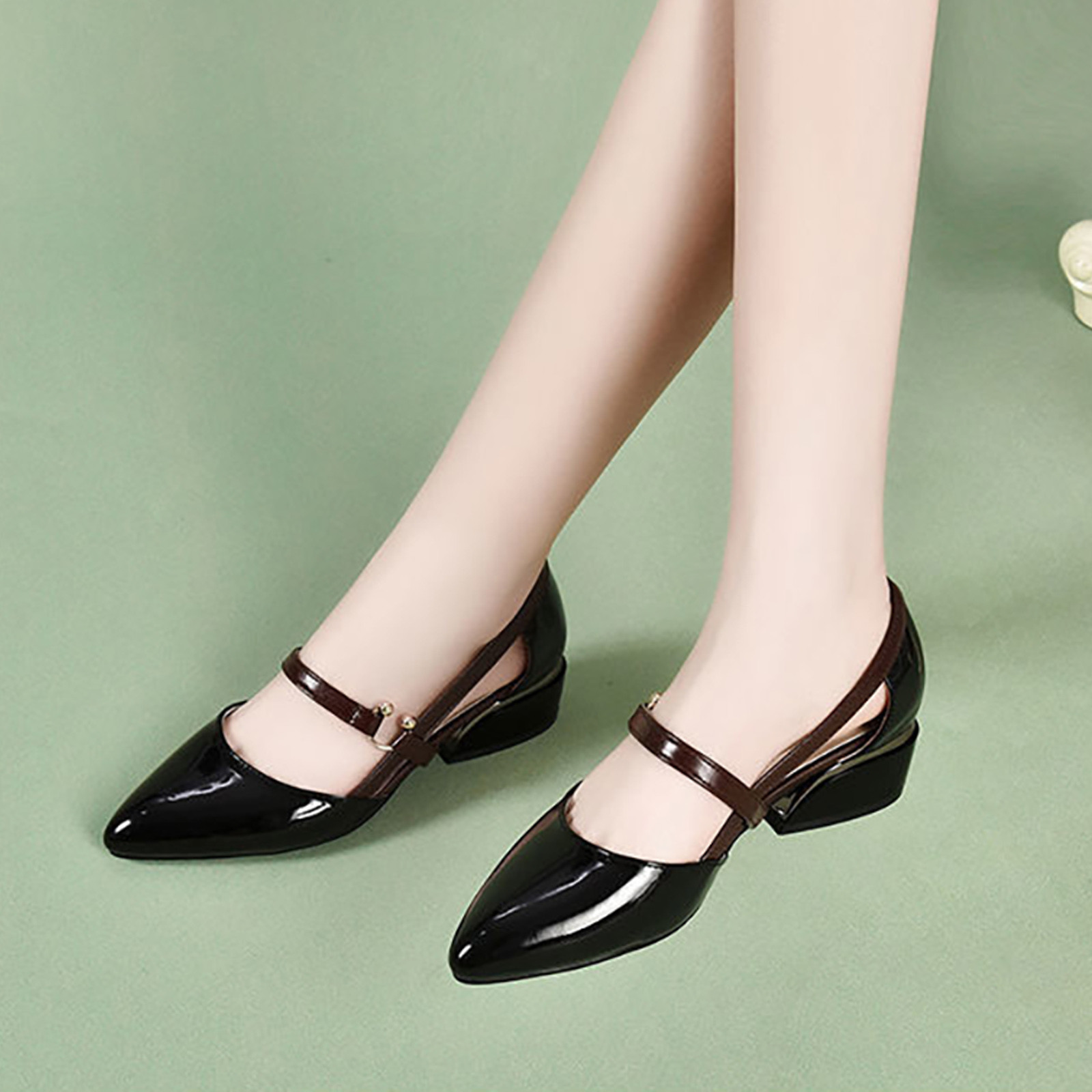 Blphud Work Shoes Women Heels Womens Closed Toe Summer Casual Sandals  Breathable Low Heeled Casual Women's Pointed Toe High Heeled Strap Fashion  Sandals Women's Sandals Black 37 - Walmart.com