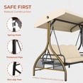 thumbnail image 6 of Pirecart Patio Porch Swing, 3 Seat Porch Swing with Stand and Adjustable Canopy, Outdoor Swing with Cup Holder & 180° Reclining Chair Back for Yard Garden Deck, 750 LBS, Beige, 6 of 11