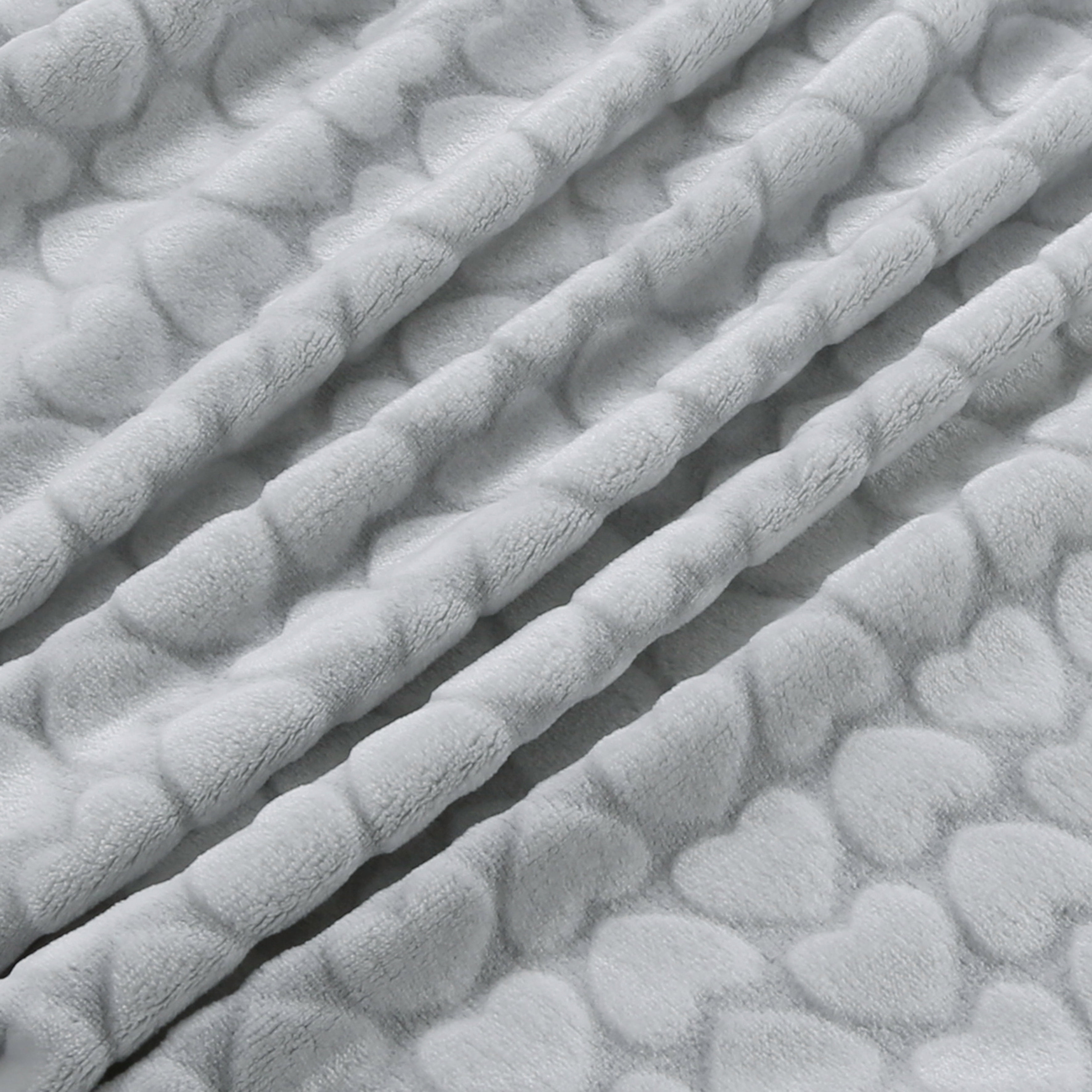 Velvet Plush Blanket Grey Hearts Twin 66x86