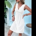 thumbnail image 4 of Vestido para Mujer con Escote en V, Sin Mangas, Diseño Torcido y Cintura Plisada en el Pecho S, 4 of 9