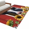 thumbnail image 2 of Rectangle Rug 4x6ft Area Rug, Red Barn and Farmhouse Milk Cow Area Rugs for Living Room Bedroom, Farm Animal Retro Sunflower Floral Floor Mat Non-Slip Non-Shedding Carpet Indoor Accent Rugs, 2 of 9