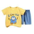 thumbnail image 2 of Tdoqot Toddler Boys Outfit Sets 2 Piece- Kis Summer Clothes Cotton Soft Short Sleeve Cute T Shirts and Shorts Yellow Size 3 T, 2 of 3