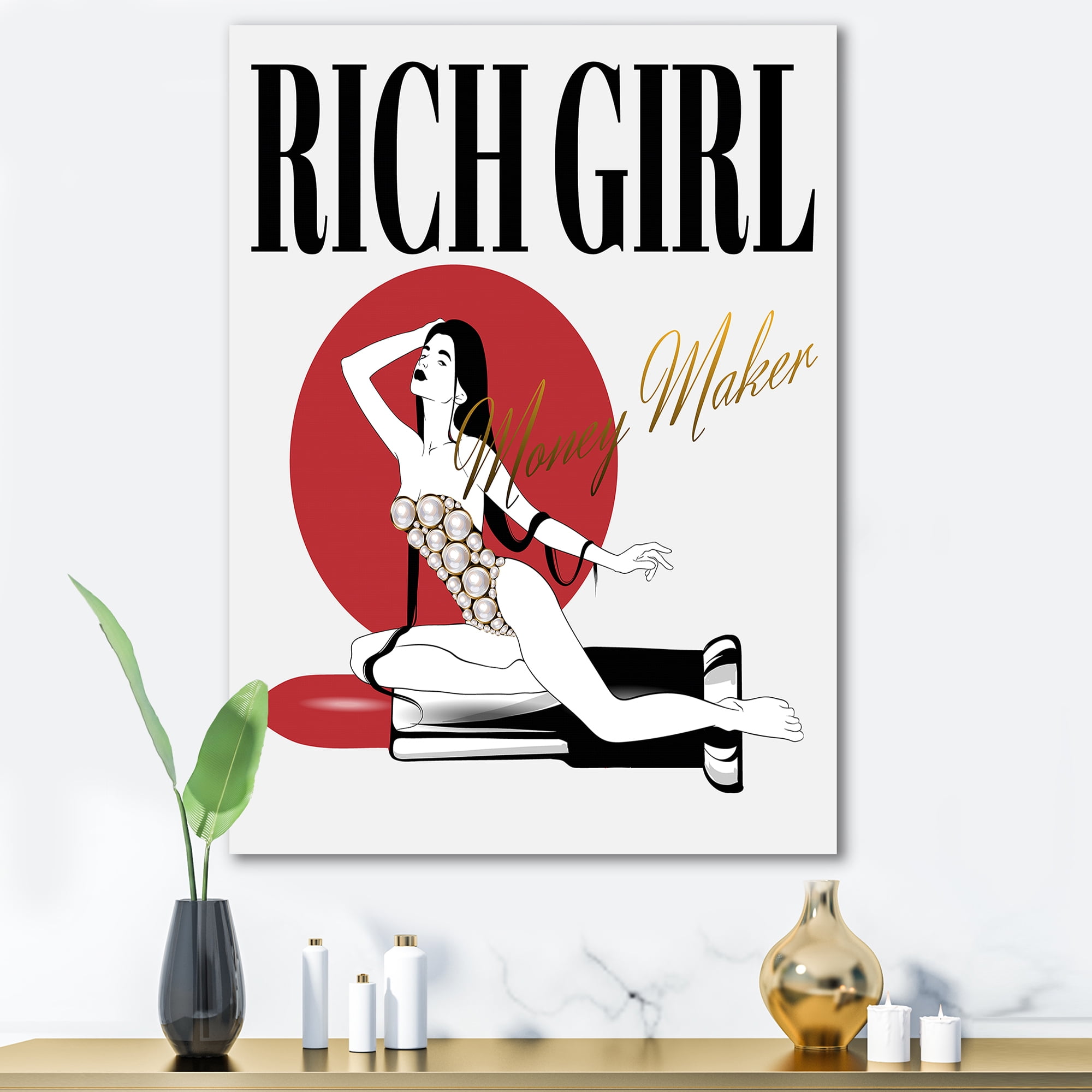 Designart ' Woman In Swimsuit With Pomade ' Vintage Canvas Wall Art Print